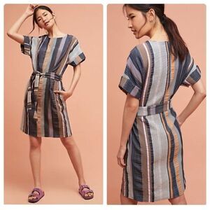 Anthropologie 34N 118W Austen Stripe with Belt Tunic Dress XSMALL